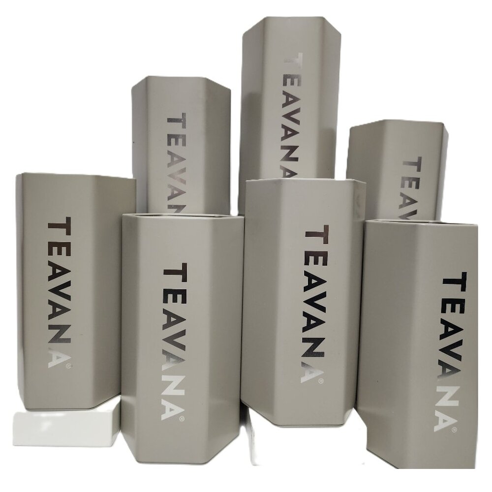 Set of 4Teavana NEW Collectible Stone Gray Special Edition Honeycomb Tea Tin w/L - Picture 4 of 8